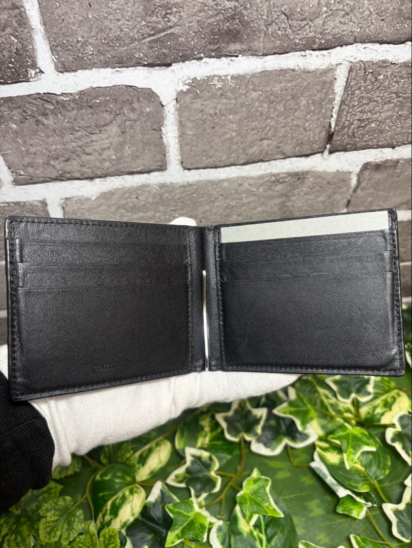 BALENCIAGA ブラックレザー マネークリップ