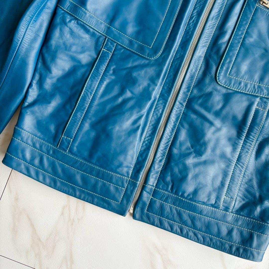 希少カラー◆美品 ディーゼル シングル ライダース レザー ジャケット M