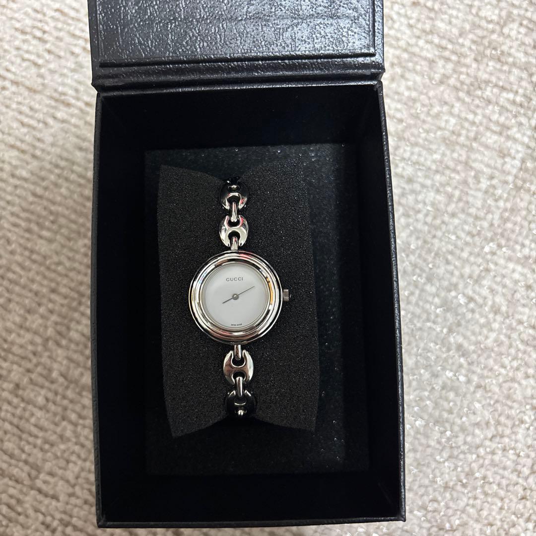 GUCCI チェンジベゼル シルバーベゼル チェーンブレス 腕時計レディース