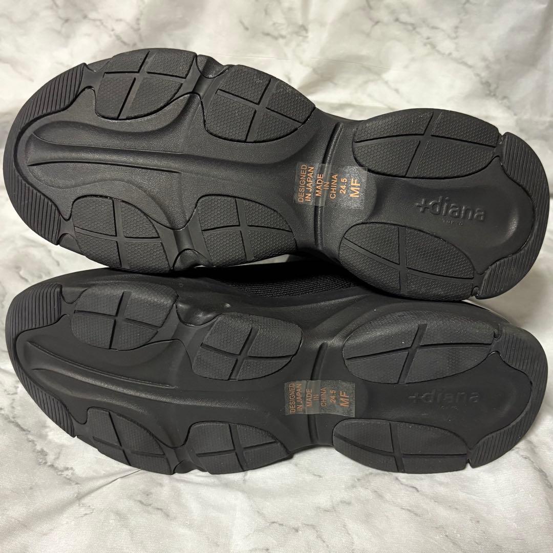 ＋diana ニットソックススニーカーブーツ ショートブーツ 黒 24.5