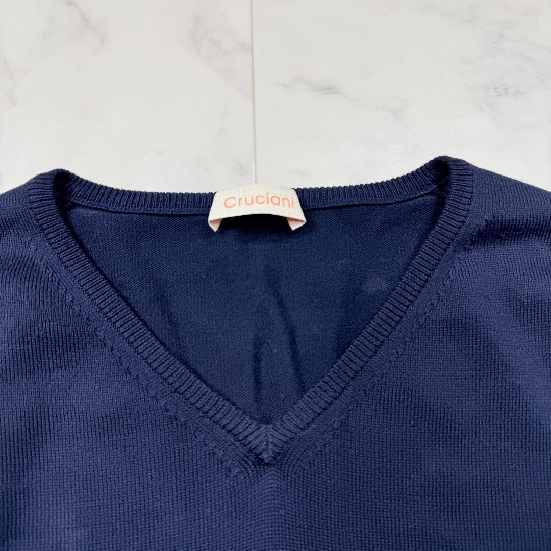 cruciani クルチアーニ Vネックコットンセーター 50 ネイビー
