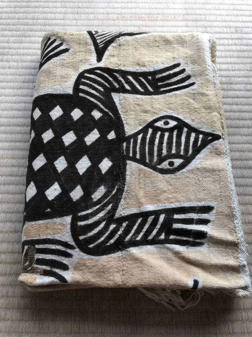 アフリカ　マリ　泥染め　布　ラグ　ヴィンテージ