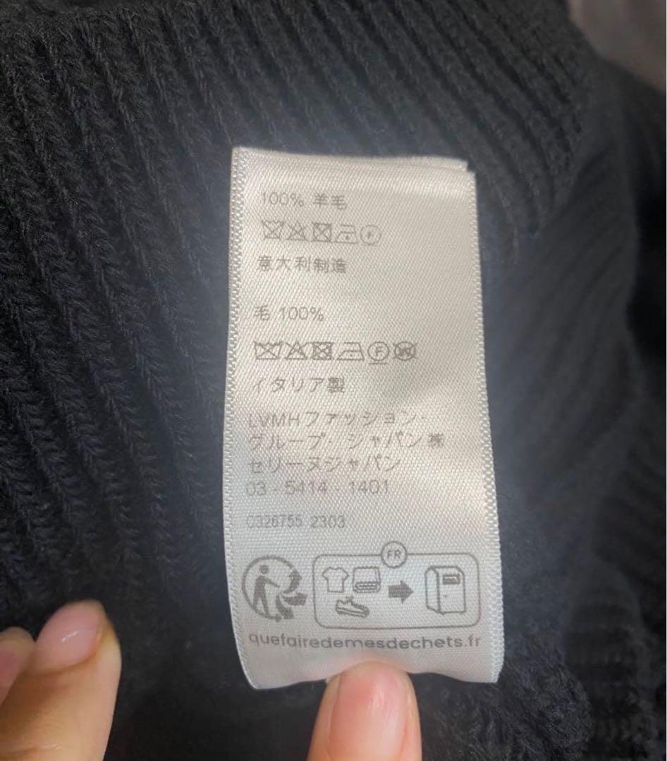 美品☆正規品　CELINE セリーヌ　現行　ロゴパッチ　リブ編み　ニット S