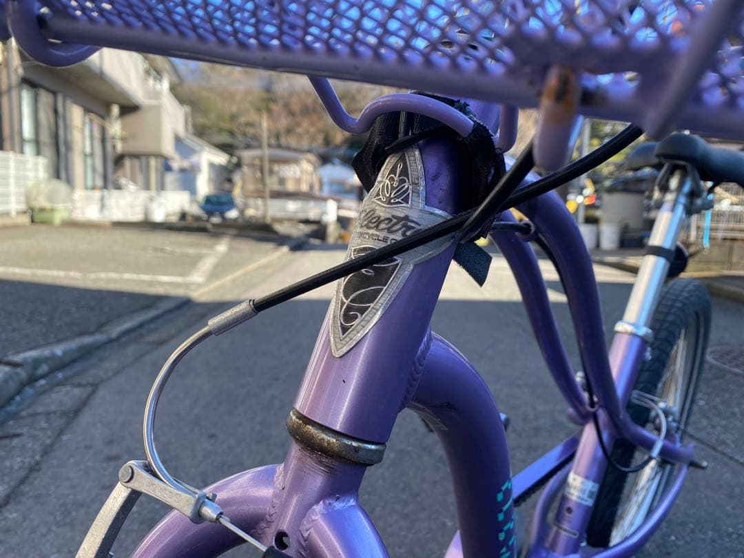 子供用自転車 紫色 前カゴ付き 20インチ