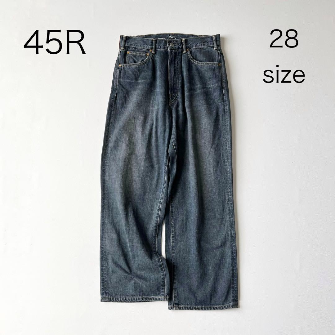 4857【美品】45R ライ麦デニムのシャルロット5 影色納戸　ストレートデニム