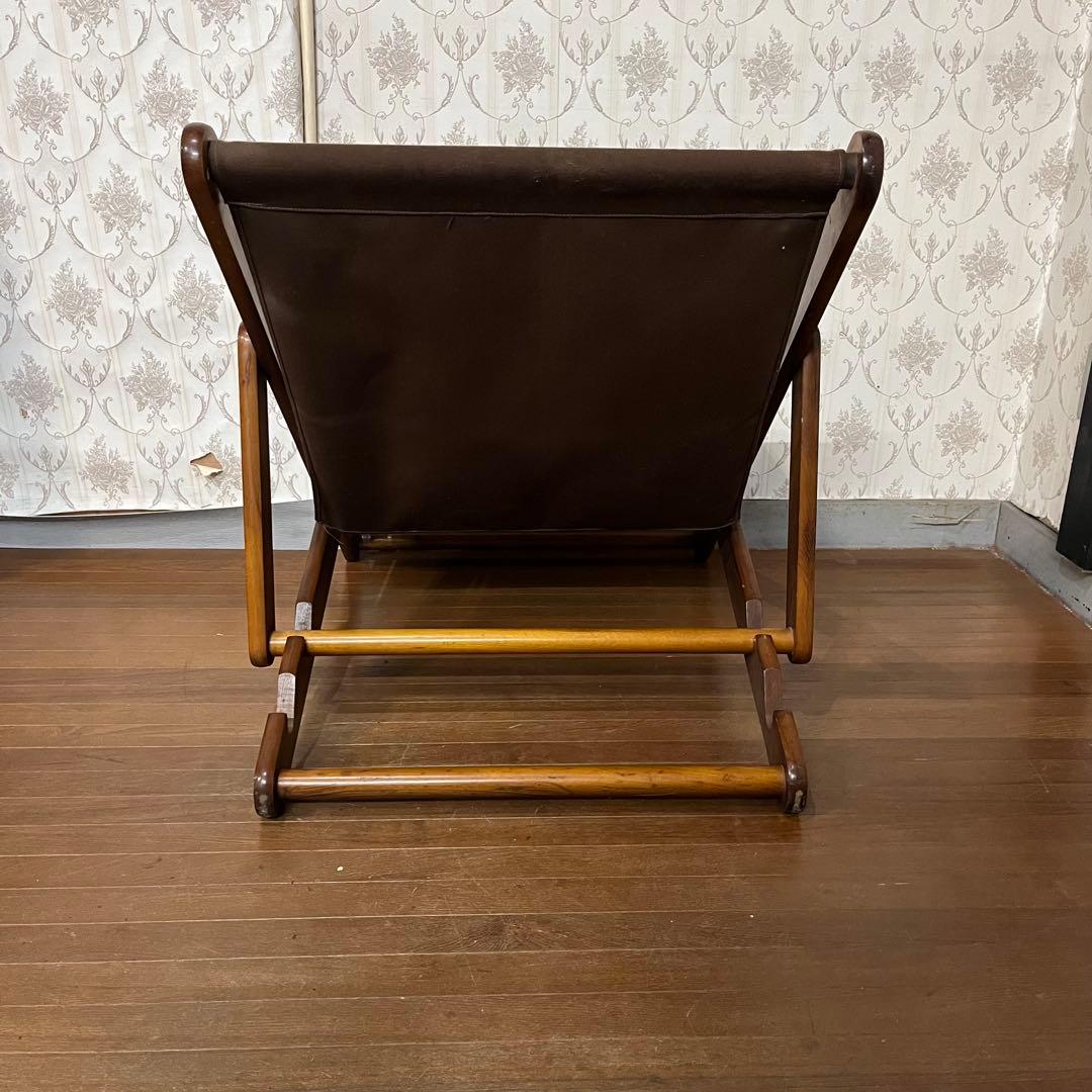 【アンティーク】折り畳み リクライニングチェア デッキチェア 1人掛け椅子