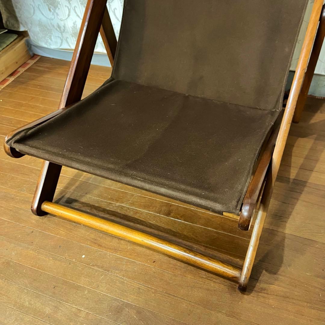 【アンティーク】折り畳み リクライニングチェア デッキチェア 1人掛け椅子