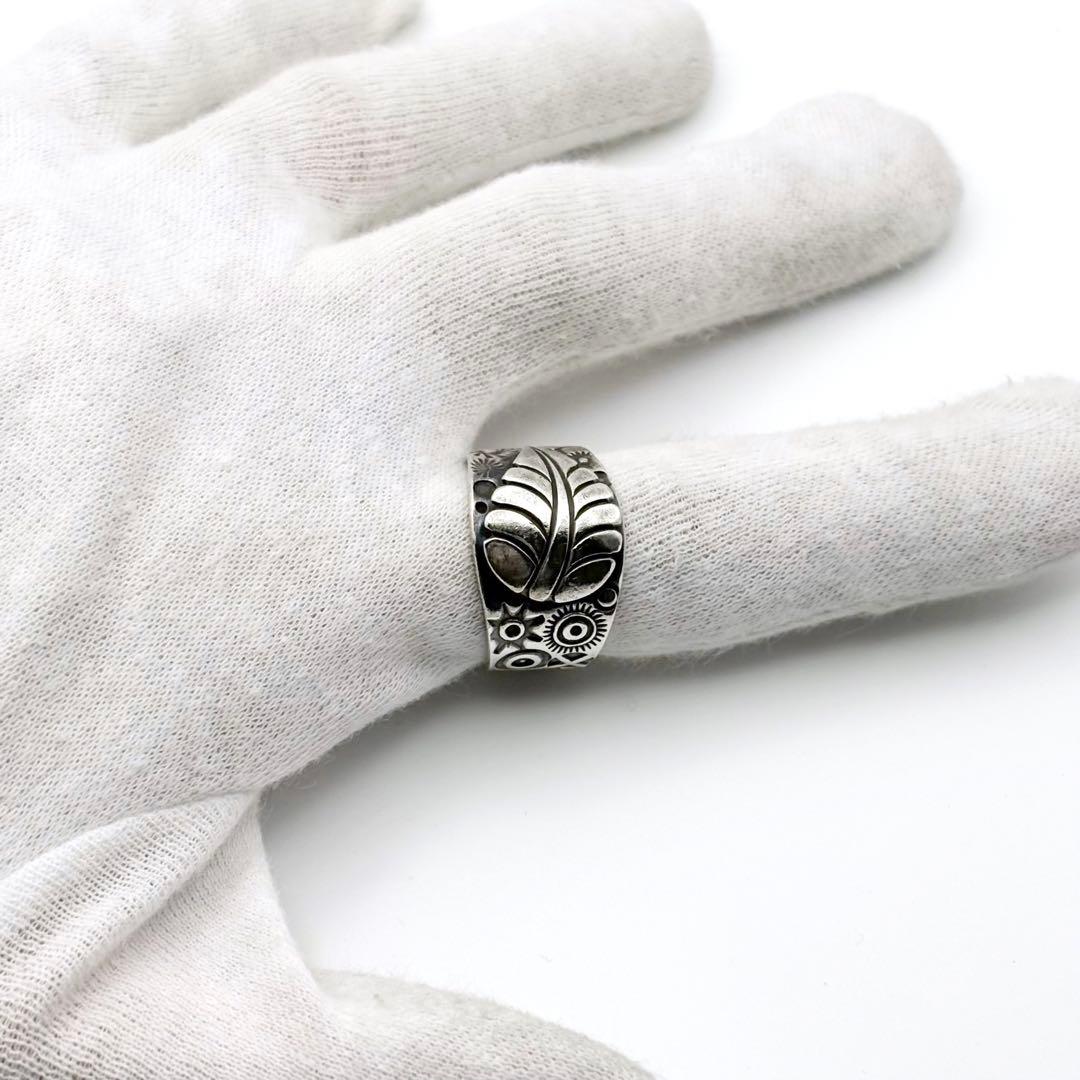 スティーブイエローホース スタンプワーク リング 22号 リーフ ワイド 希少