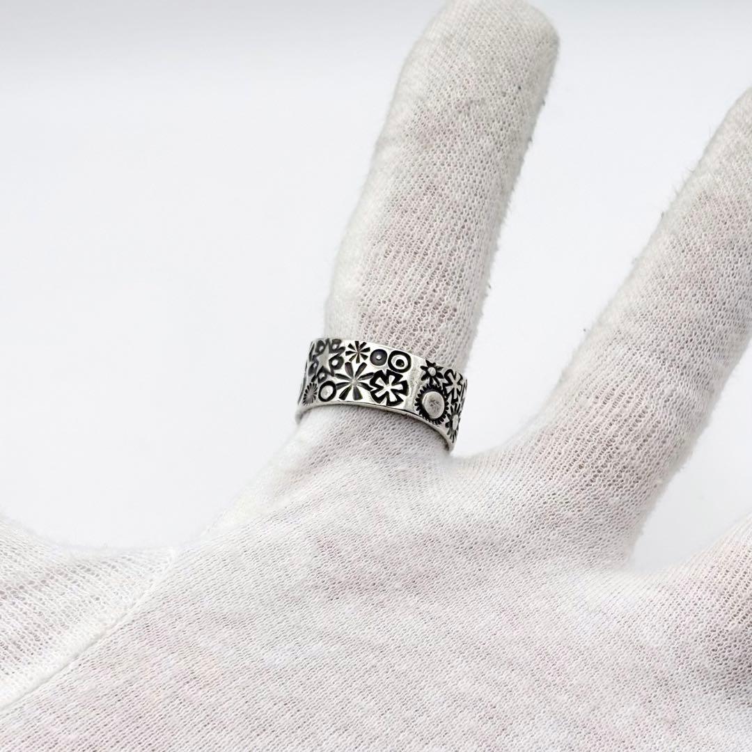 スティーブイエローホース スタンプワーク リング 22号 リーフ ワイド 希少