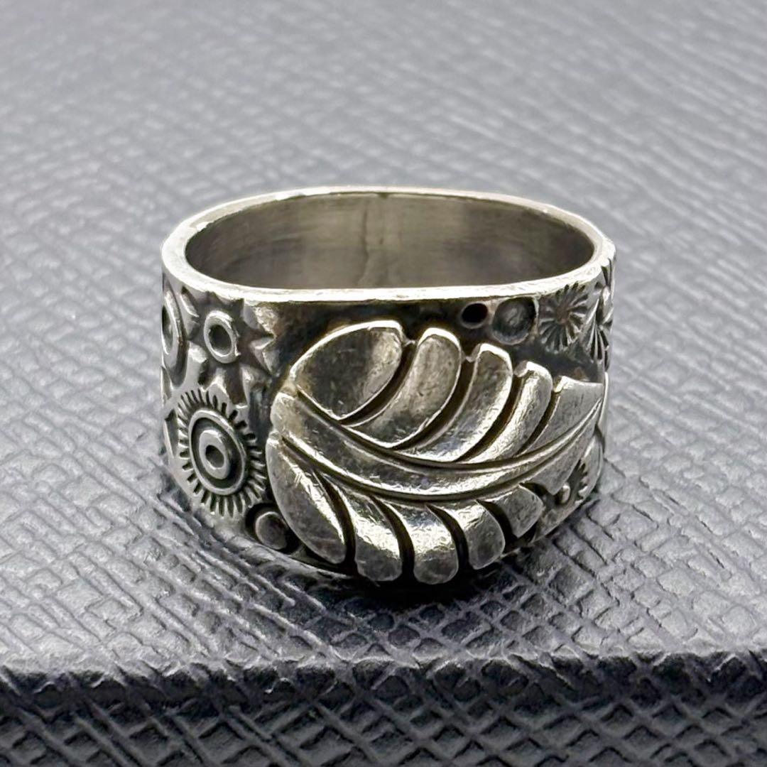 スティーブイエローホース スタンプワーク リング 22号 リーフ ワイド 希少