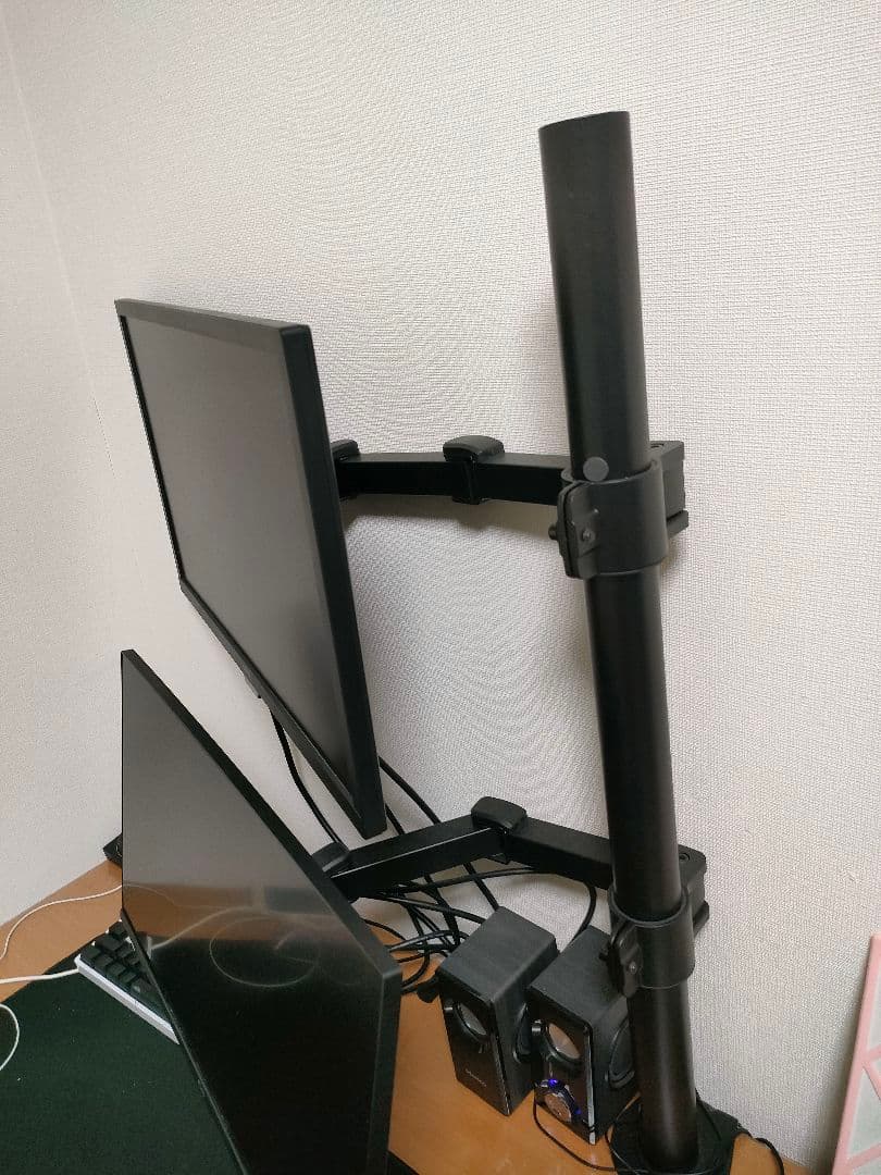 モニター2枚セット（60HZ、75HZ対応）デュアルモニターアーム ブラック付き