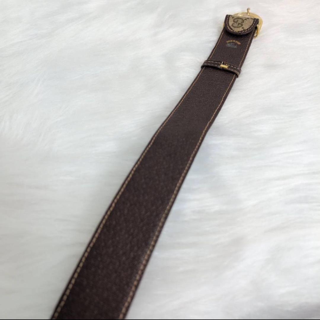 GUCCI GGキャンバスベルト ベージュ レザー インターロッキング