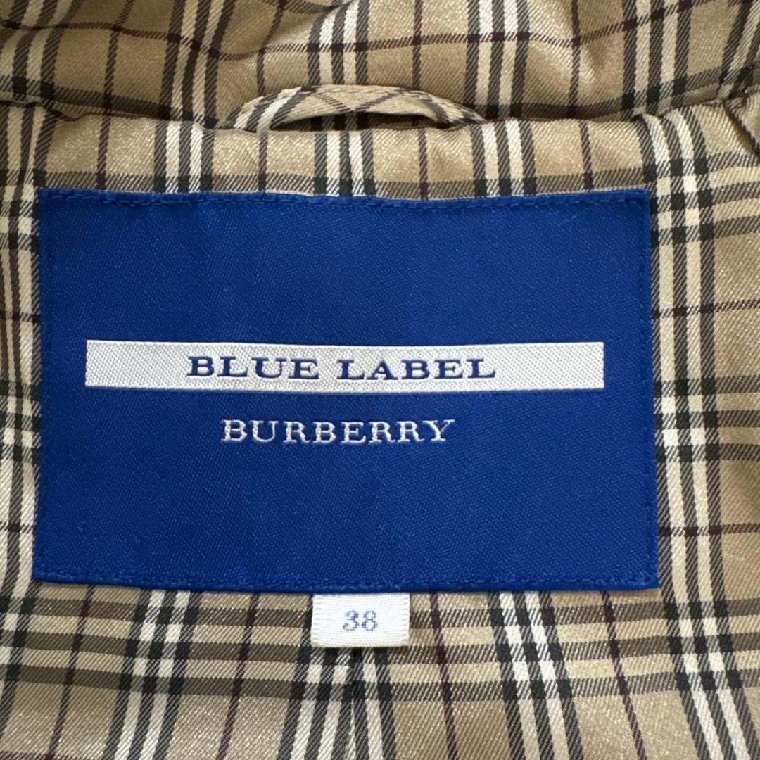 バーバリーブルーレーベル ダッフルコート ノバチェック ウール アイボリー 38