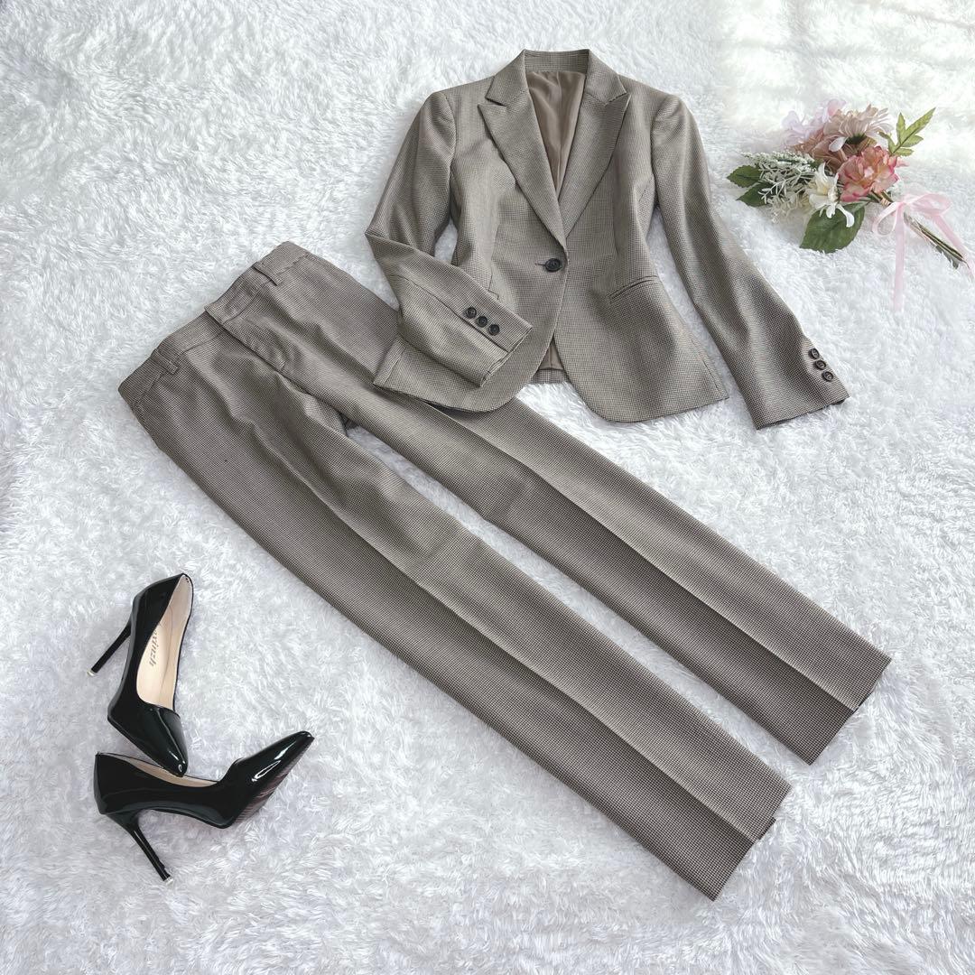 秋カラー✨ニューヨーカー パンツスーツ カシミア混 高品質 上質 大きいサイズ