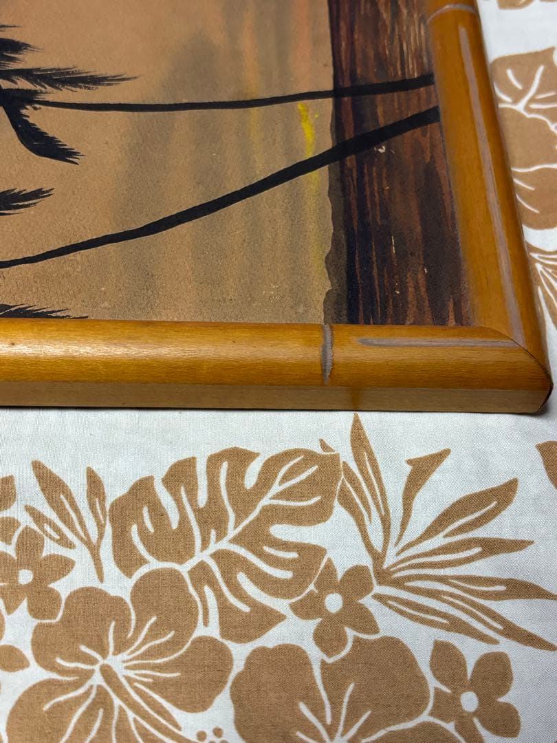 アメリカン50'sミッドセンチュリーハワイアントロピカル風景画 バンブーフレーム