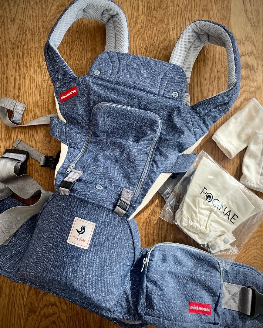 ミキハウス × ポグネー ベビーキャリア 抱っこ紐 デニム ヒップシート