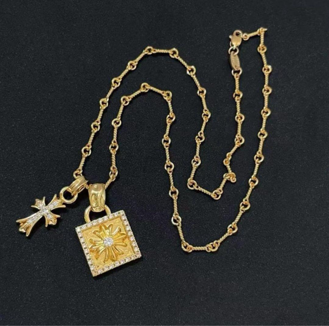 ★ベビーファット ドッグタグ クロスペンダント ツイストチェーンネックレス