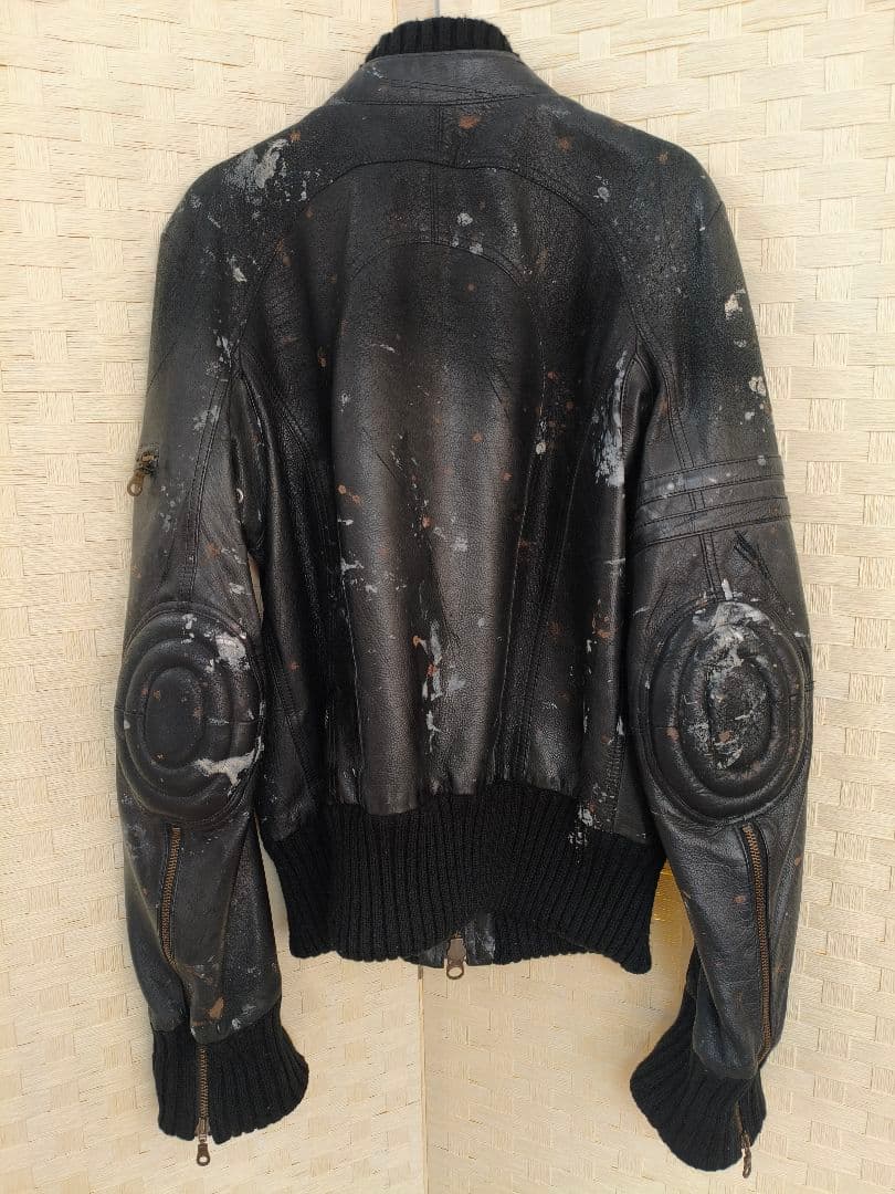 LGB ブラックレザージャケット ダメージ加工