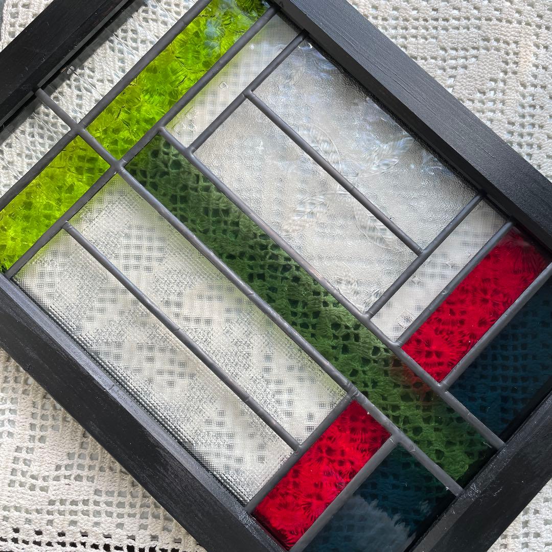 ステンドグラス　パネル　昭和レトロ　和モダン　　ガラス引き戸