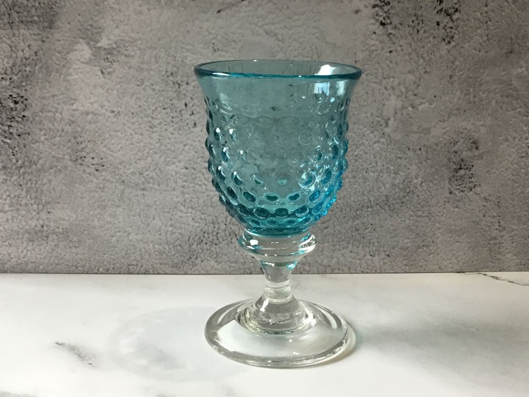 舩木倭帆（ふなきしずほ）作　アラレワイングラス　ブルー