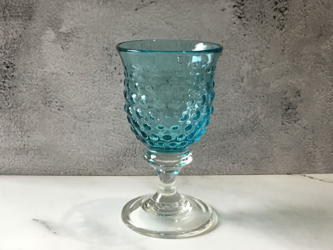 舩木倭帆（ふなきしずほ）作　アラレワイングラス　ブルー