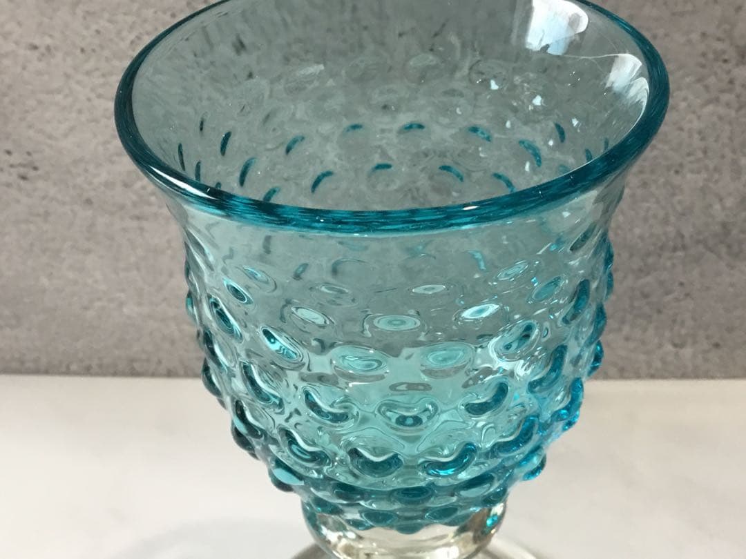 舩木倭帆（ふなきしずほ）作　アラレワイングラス　ブルー