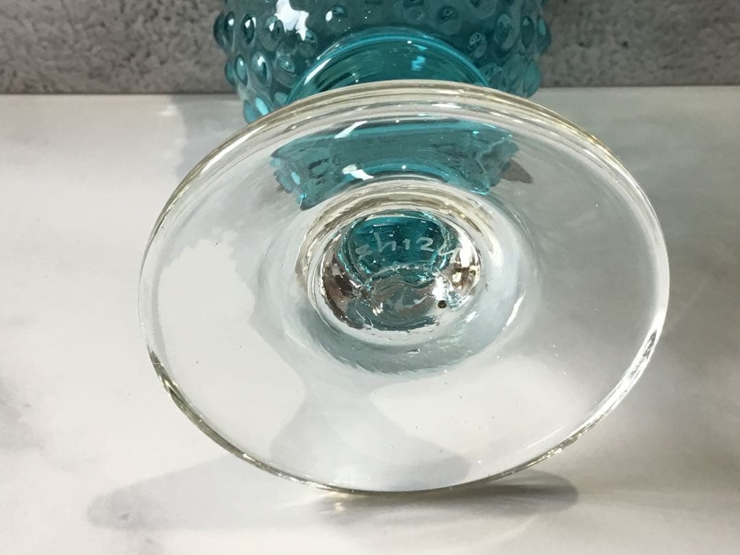 舩木倭帆（ふなきしずほ）作　アラレワイングラス　ブルー