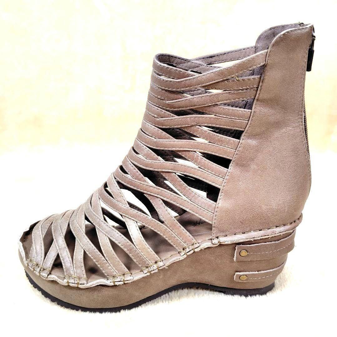 ヒナデイグリーン ブーティサンダル グラディエーター バックジップ 24cm