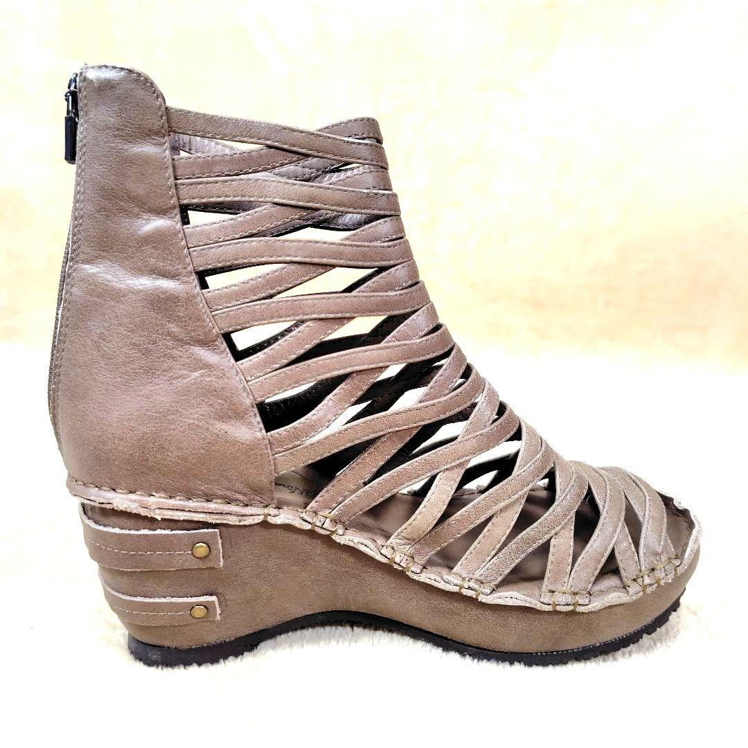 ヒナデイグリーン ブーティサンダル グラディエーター バックジップ 24cm