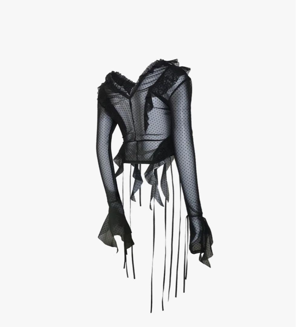 トップス theredthread S dot flow frill tops