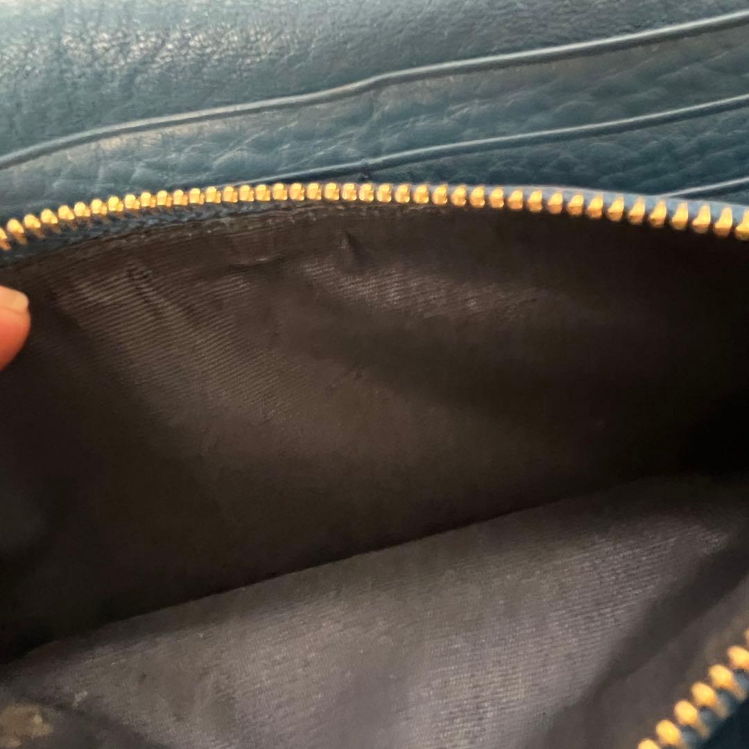 美品✨PRADA ヴィッテロダイノ　シボレザー　メタルロゴ　長財布　コバルト