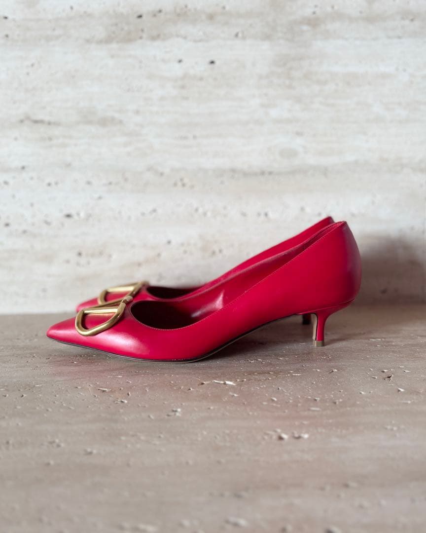 ♡*様 【VALENTINO】パンプス　ヒール　レッド　Vロゴ　36 1/2