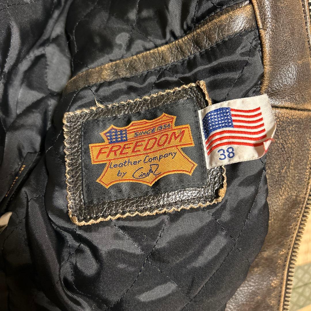 FREEDOM レザーシングルライダースジャケット 38