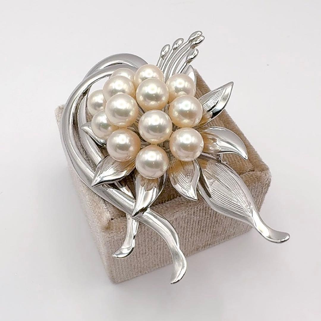 アコヤパール　ブローチ　13珠　直径7mm　シルバー金具　スターリングシルバー