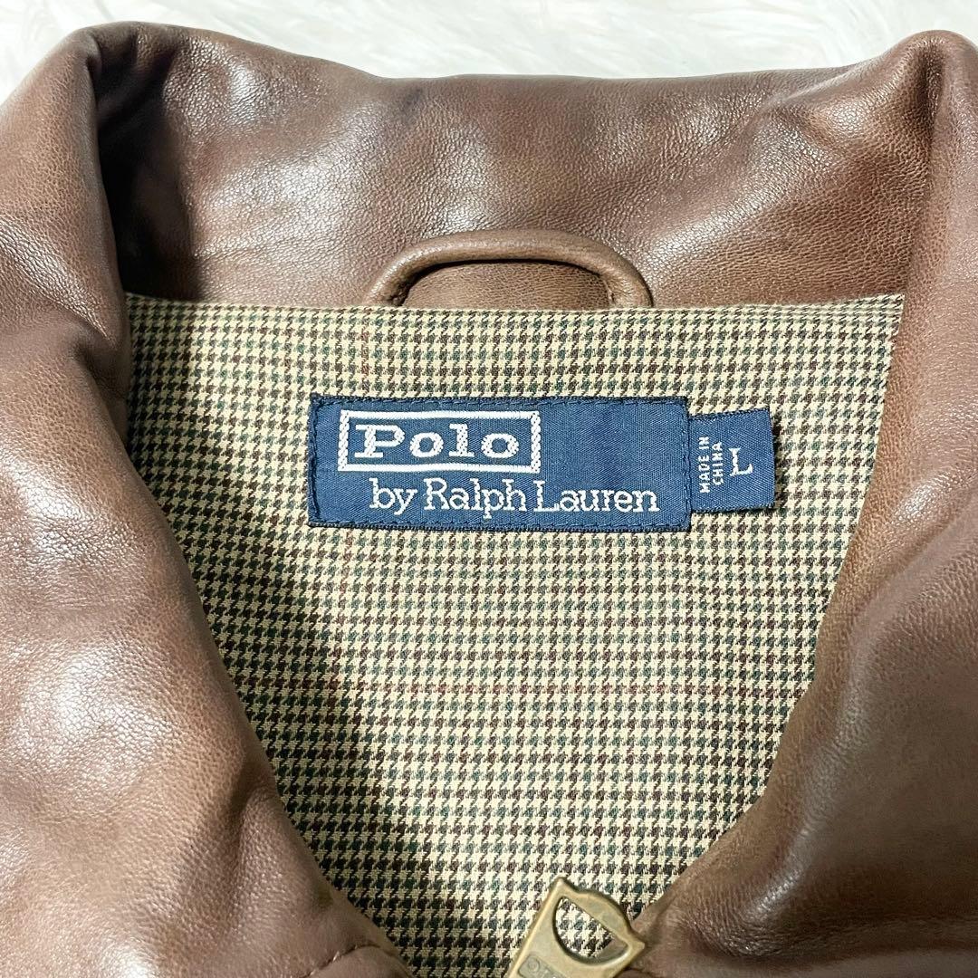 【希少 L】90s ポロラルフローレン ラムレザー スイングトップ ブラウン
