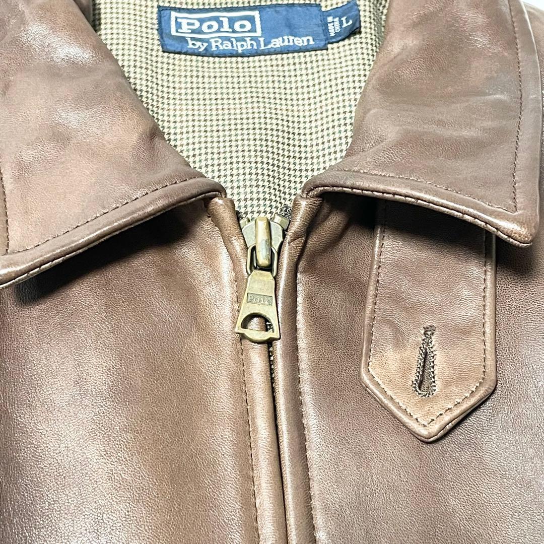 【希少 L】90s ポロラルフローレン ラムレザー スイングトップ ブラウン
