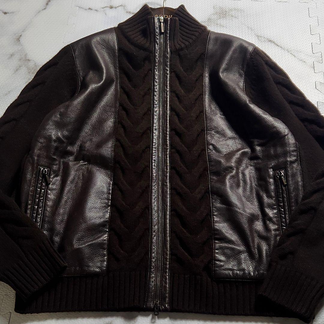 贅の極み✨ブリオーニ ドライバーズジャケット カシミヤ 鹿革 切り替え