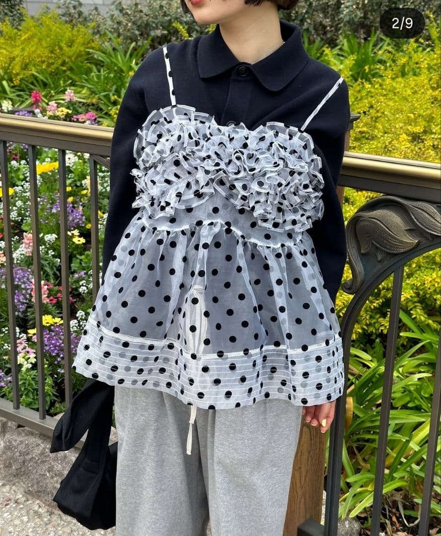 トップス Wave gathered peplum bustier (dot)