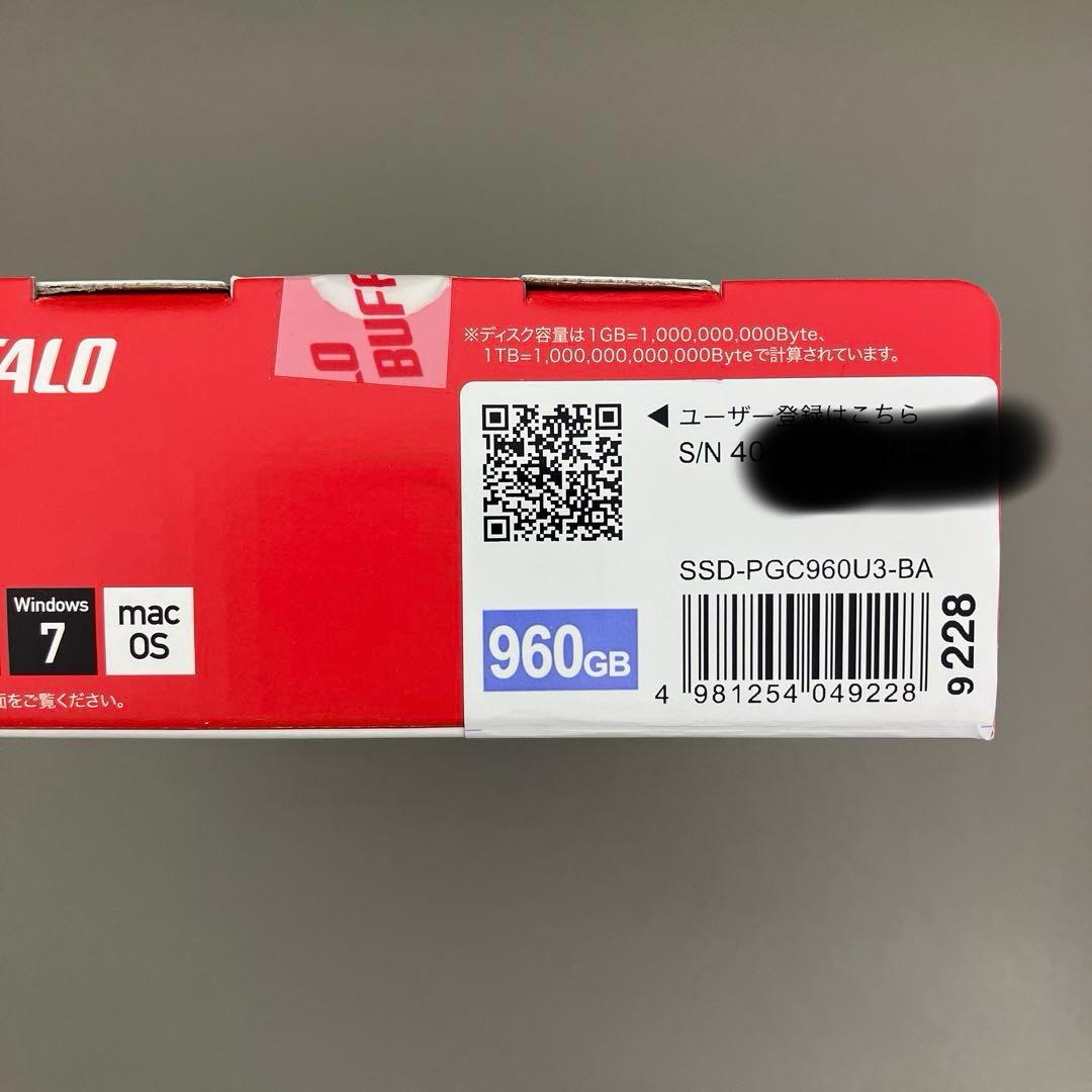BUFFALO ポータブルSSD 960GB SSD-PGC960U3-BA