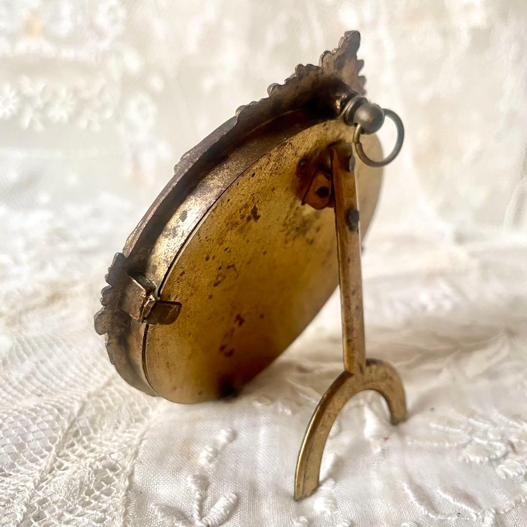 19世紀ブロンズ製レリーフミニフレーム　フランスアンティーク　写真立て　ゴールド