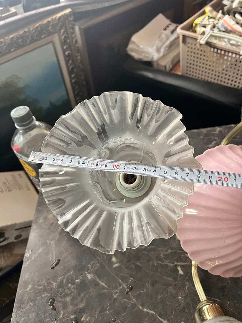 昭和レトロシャンデリア、レトロシャンデリア、陶器とガラスホヤのシャンデリア