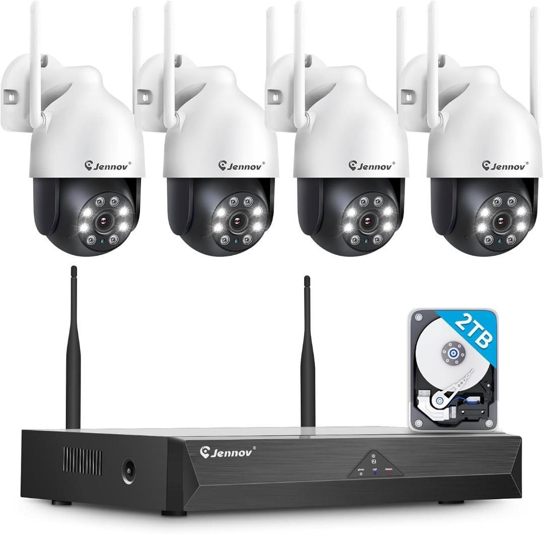 防犯カメラ 4台セット 屋外 ワイヤレス 500万画素対応 AI人体検知