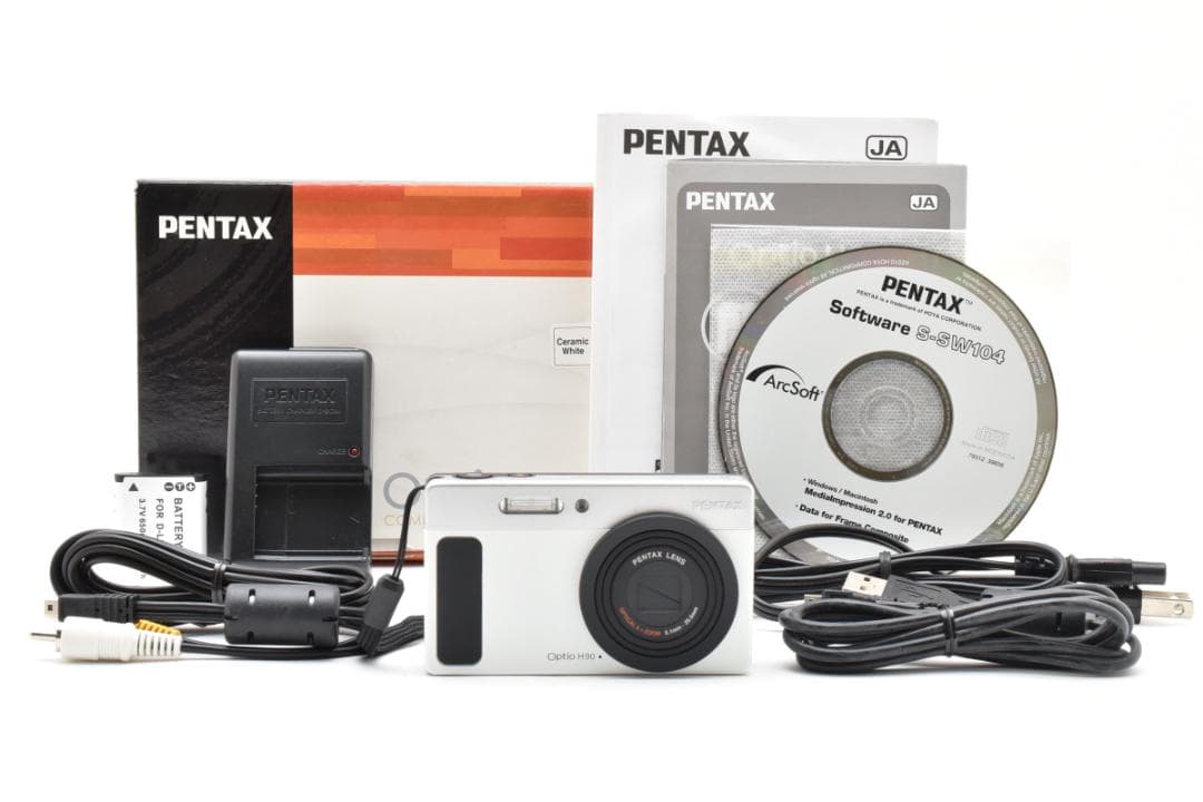 新品級　PENTAX Optio H90 ホワイトシルバー 箱 説明書 M697