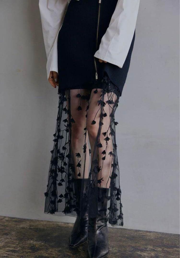 スカート Ameri vintage 3D FLOWER LAYERED SKIRT