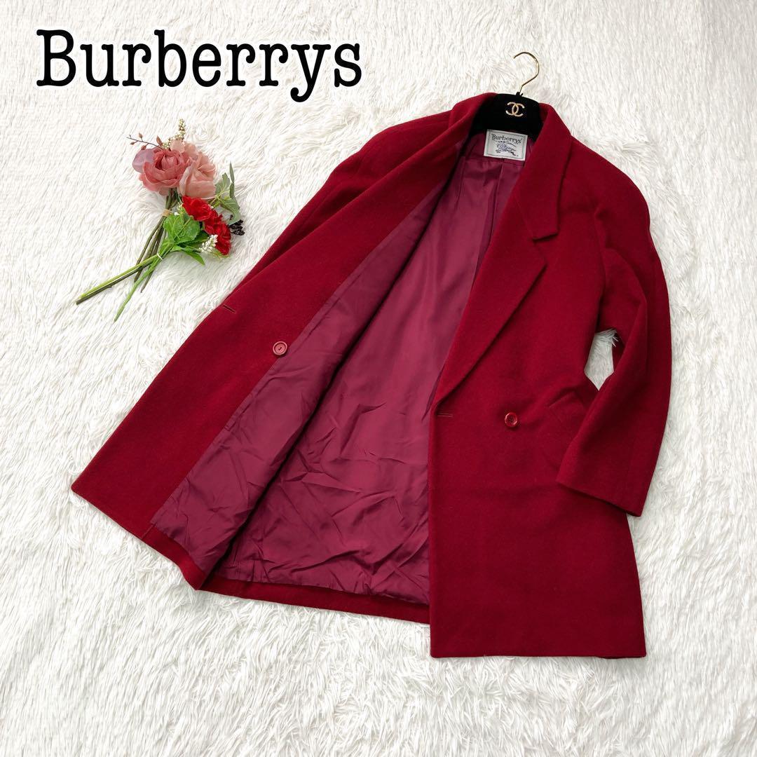 【美品✨】バーバリーズ カシミヤ 真紅 チェスターコート ダブル 裏地ロゴ