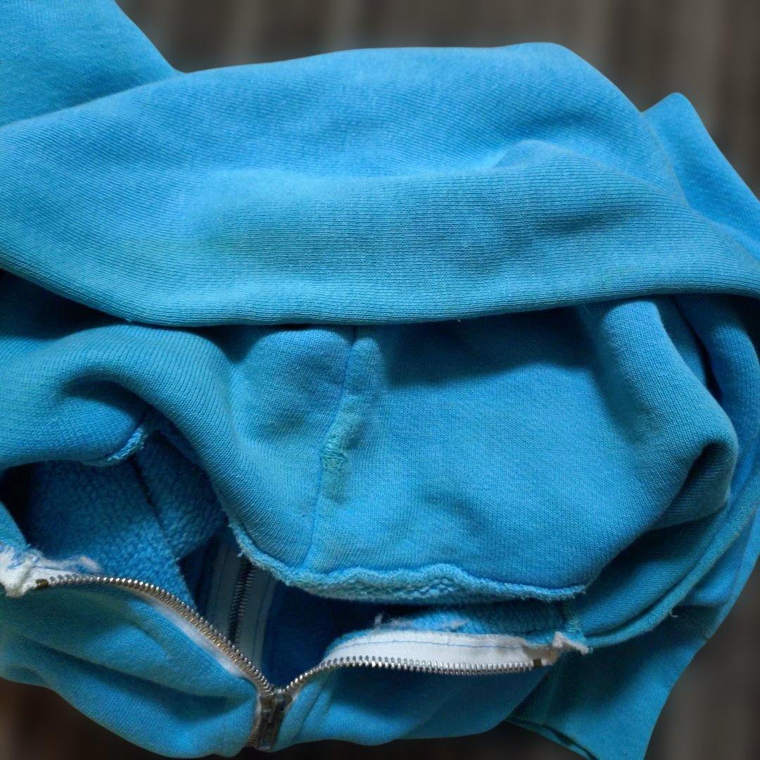 ビンテージ ジップアップ スウェットパーカー ターコイズブルー