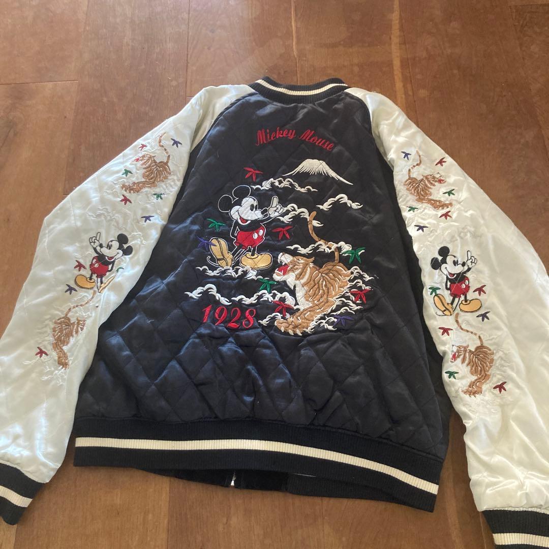 ミッキーマウス ドラゴン刺繍 別珍 ベルベットスカジャン らリバーシブル