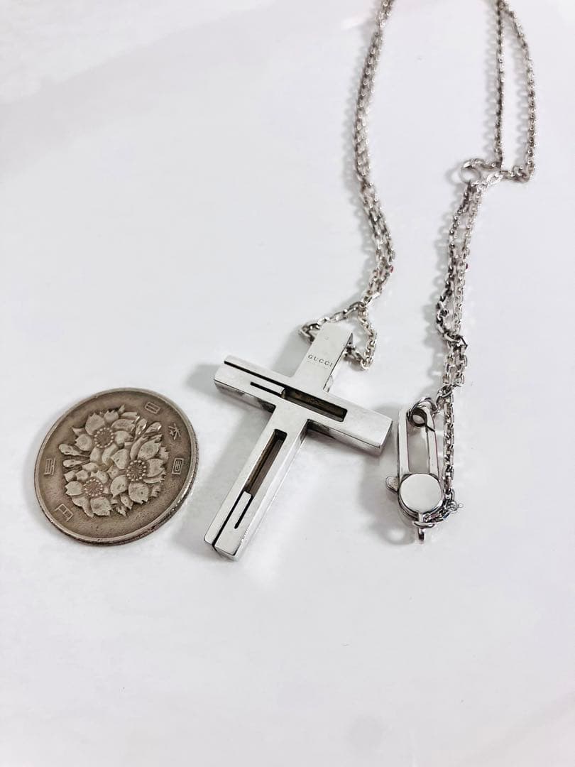 【超美品】GUCCI クロス ネックレス 十字架 男女兼用 シルバー925