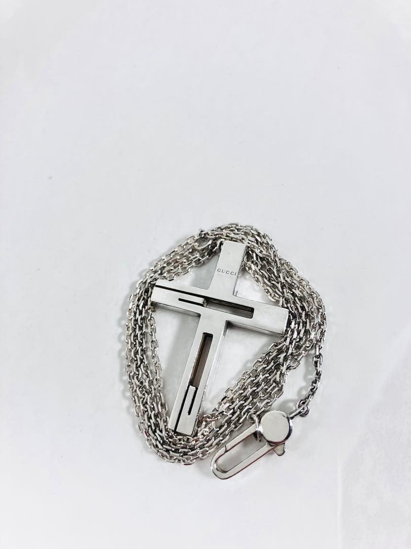 【超美品】GUCCI クロス ネックレス 十字架 男女兼用 シルバー925