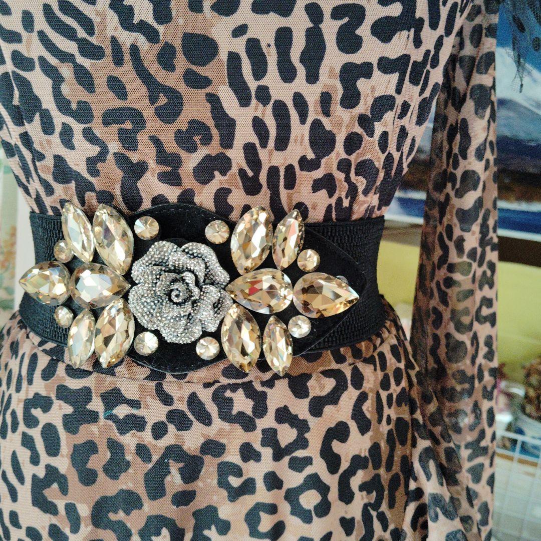 ヒョウ柄長袖ドレス .キラキラドレス ２枚セット、ハォデイ様